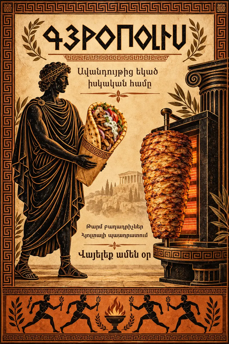 ԳՅՐՈՊՈԼԻՍ՝ հունական ոճով գիրոսի պատկեր